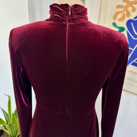 Vintage 90’s Velvet Burgundy Long Sleeve Dress - Picture 11 of 15